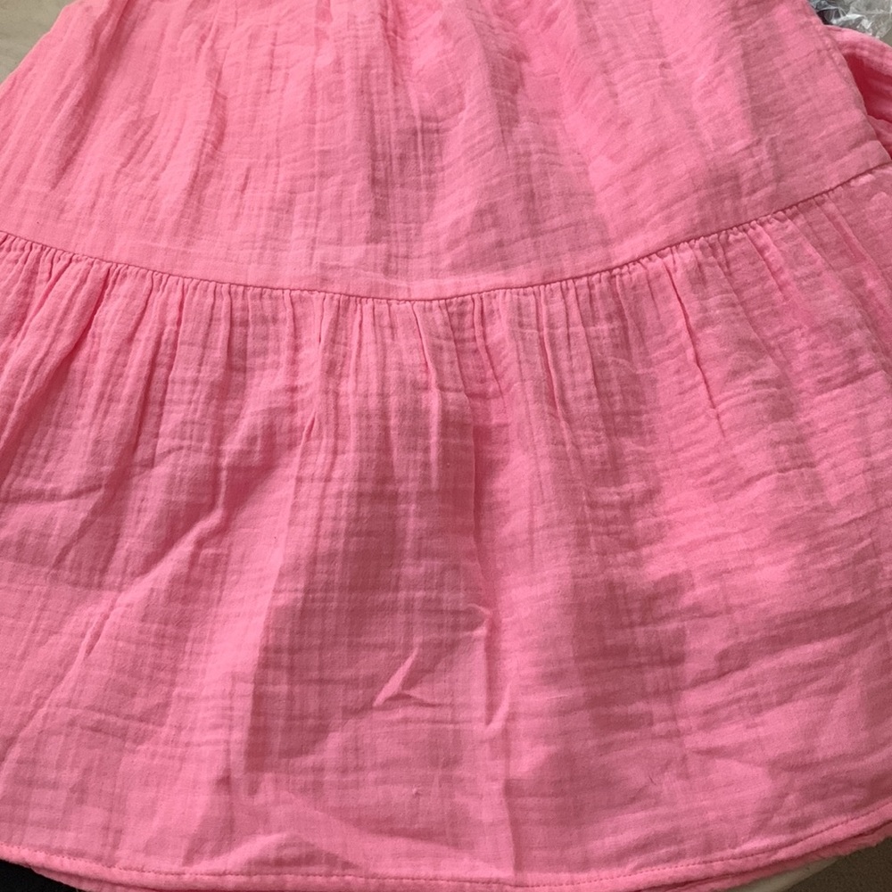 GAP Pink Gauze Mini Dress Ruffles Breezy Summer XXS - Picture 6 of 9